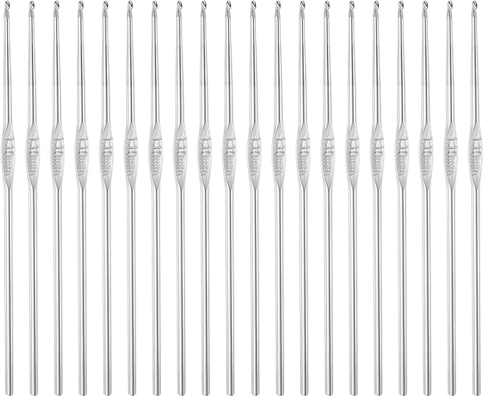 uxcell 20Pcs Crochet Hook Stainless Steel 1.1mm US Size 11 Metal Knitting Needles for DIY Craft Lace Yarn
