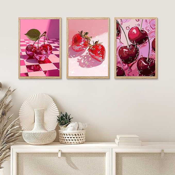 EIBEILI Diamond Art Kits for Adults, 3-Pack Fruit Diamond Painting Kits for Beginner Round 5D Full Drill Diamond Dots Crafts for Home Wall Decor Gifts 12x16 Inch