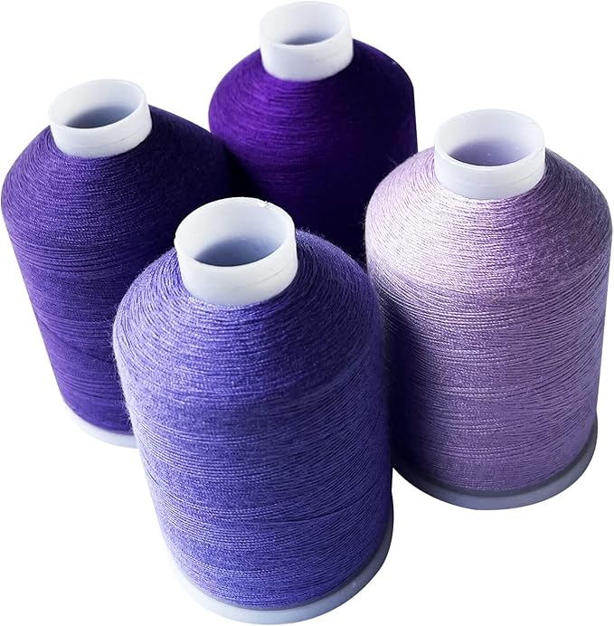 Sewing Thread Set, 4 Colors (Purple Series), 40s/2, 100% Polyester, 4000 Yards