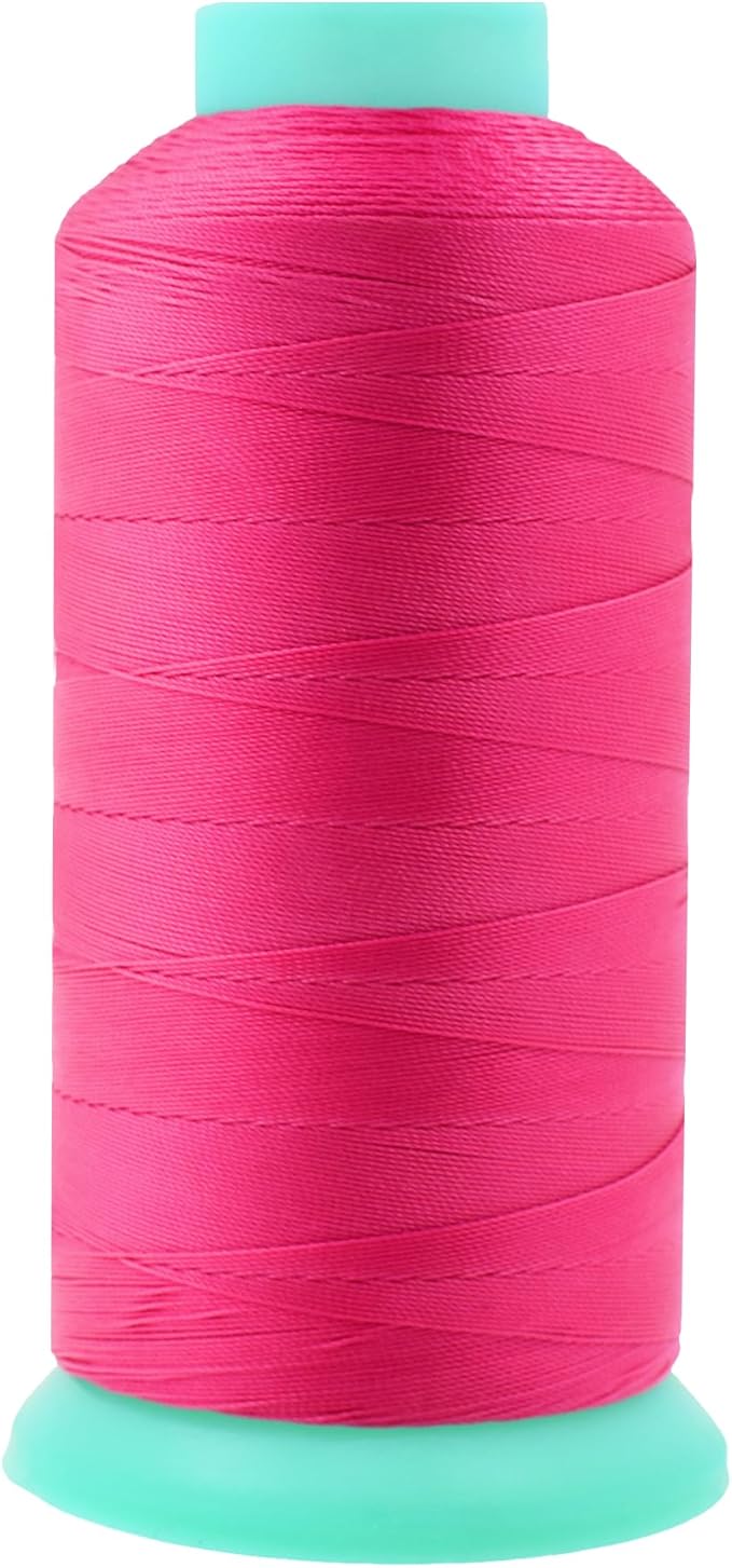 Mandala Crafts Size 92 280D T90 Bonded Nylon Thread - Hot Pink 1100 YDs Tex 90 Heavy Duty Sewing Threads for Leather, Jeans, Weaving, Outdoor Marine Upholstery