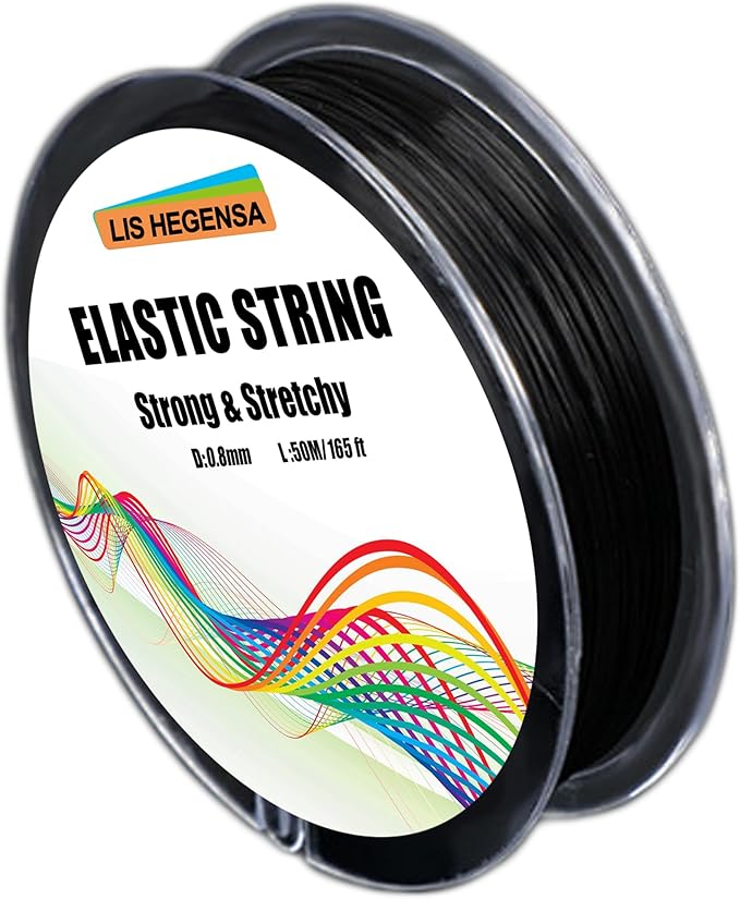 Elastic Bracelet String Cord Stretch Bead Cord for Jewelry Making and Bracelet Making Kits Transparent Stretchy String for Bracelets (Black 160ft/50M(0.8mm))