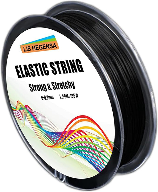 Elastic Bracelet String Cord Stretch Bead Cord for Jewelry Making and Bracelet Making Kits Transparent Stretchy String for Bracelets (Black 160ft/50M(0.8mm))