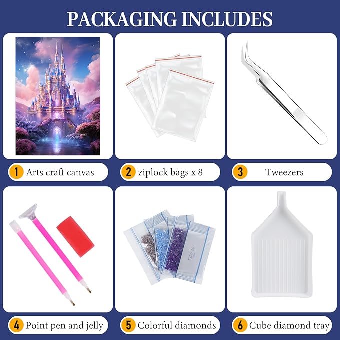 Fountor Diamond Art Kits for Adults Beginners, DIY Castle Diamond Painting Kits Cartoon for Adults, Cartoon Castle Gem Art Kits for Gift Home Wall Decor 12x16 inch