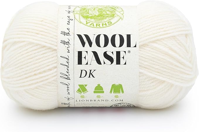 Lion Brand Yarn, Acrylic Wool Blend Wool-Ease DK Yarn for Knitting, Crocheting, and Crafts, Cream, 1 Pack