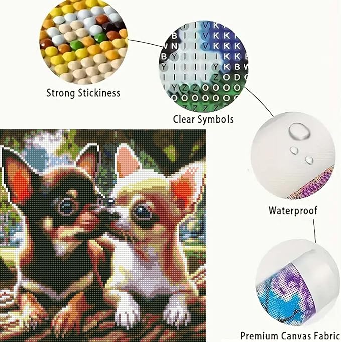 GEMFAMILY Animals Diamond Art Kits for Adults,Chihuahuas Dog 5D Diamond Painting kit for Beginner,DIY Full Round Drill Diamond Gem Art Crafts for and Home Wall Decoration 13.8 x 13.8 inch