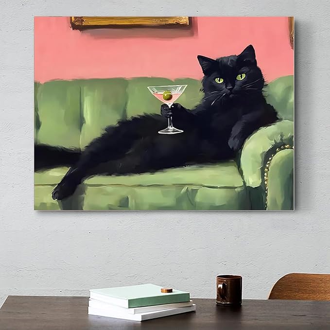 EIBEILI Diamond Art Kits for Adults, Vintage Cat Diamond Painting Art for Beginner DIY Round 5D Paint with Diamonds Pictures Gem Full Drill Diamond Dots Crystal Kits for Home Wall Decor Gifts 12x16in