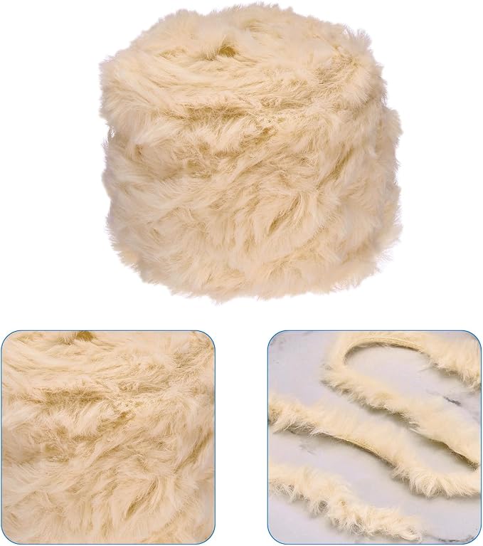 PATIKIL 70yds Faux Fur Yarn, Fuzzy Yarn Crochet Fluffy Yarn Soft Chunky Polyester Plush Fur Eyelash for Crocheting Knit Blanket Rug Sweater Scarf Hat Bear Craft, Dark Beige