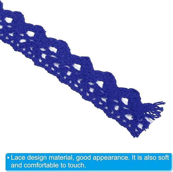 PATIKIL Lace Ribbon Self-Adhesive Lace Tape, 2 Rolls Cotton Masking Sticker for Detailing Accent Wall Decor Art, Blue