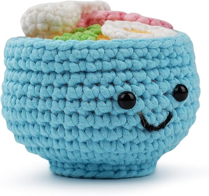 LetCartMaker Beginner Amigurumi Crochet Kit with Video Tutorials - Pizza, Croissant or Dessert Theme | Complete Starter Set for Kids & Adults (Yarn, Hook, Eyes Included) (Donut & Dessert Cup Duo)