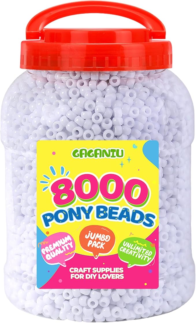 8000 pcs pony beads bulk for bracelet white plastic beads making for hair braiding diy crafts kandi jewelry key chains and ornaments decorations boxed