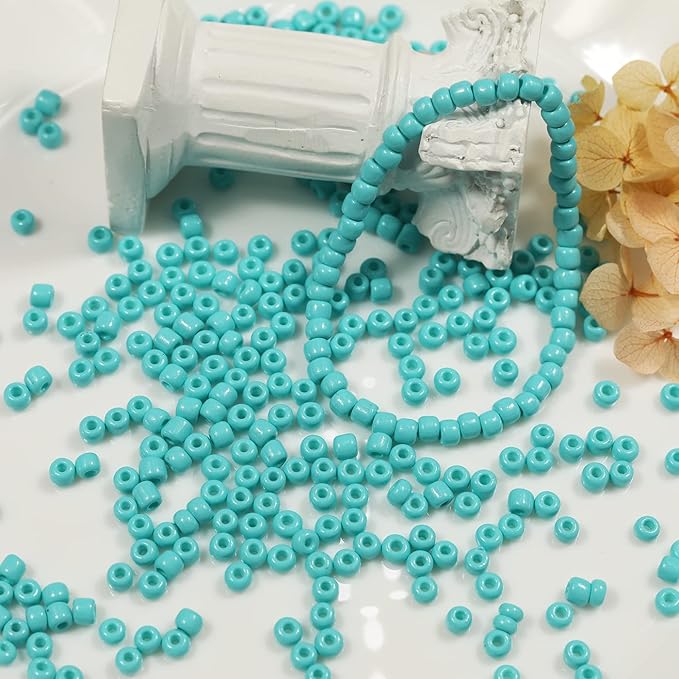 Bala&Fillic Turquoise Green Color 4mm Seed Beads About 1200pcs/100Grams in Bag, 6/0 Glass Craft Beads for Making Bracelet and Necklace (Turquoise Green)