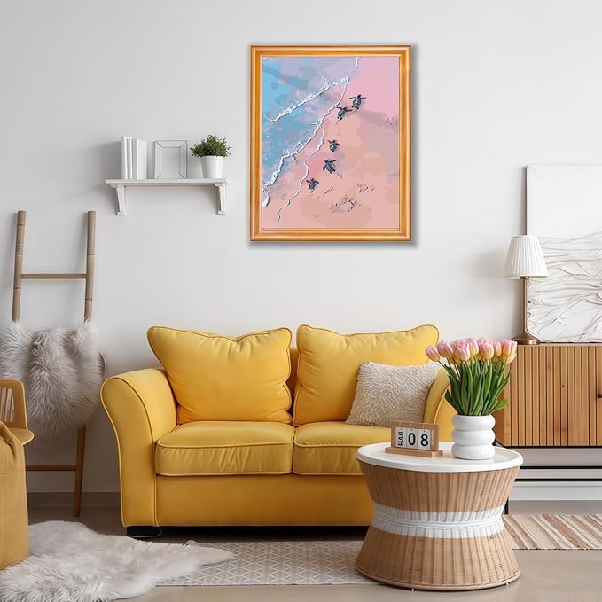 Mosaflare Paint by Numbers for Adults Beginner, Beach Turtle Adult Paint by Number Kits on Canvas, DIY Acrylic Oil Easy Painting by Numbers for Home Wall Decor 16X20 inch (Without Frame)