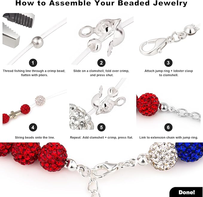 256Pcs 10mm Rhinestone Beads Kit for Baseball Necklaces, 3 Colors Round Disco Ball Beads Set with Cross Charms and Accessories for Bracelets Earrings Jewelry Making DIY Decoration
