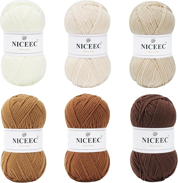 NICEEC 300g Soft Assorted Colors Yarn - Sport Weight,100% Acrylic, 4 Ply, Bonbons Yarn for Crochet & Knit, DIY Project Starter Kit for Kids or Adults(Total 870yds) - Series 15