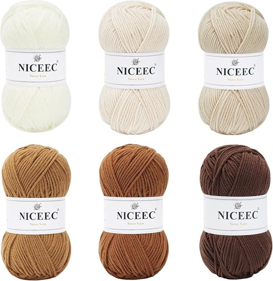 NICEEC 300g Soft Assorted Colors Yarn - Sport Weight,100% Acrylic, 4 Ply, Bonbons Yarn for Crochet & Knit, DIY Project Starter Kit for Kids or Adults(Total 870yds) - Series 15