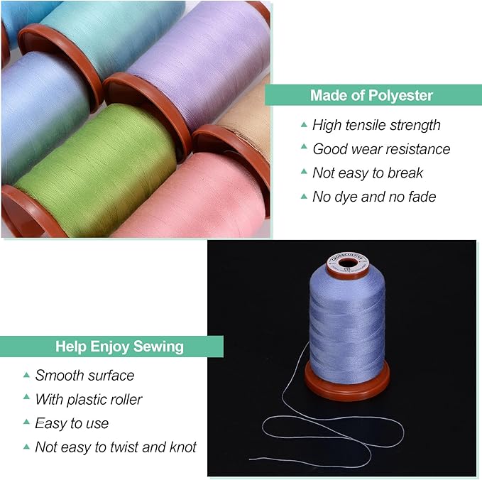uxcell 40D/2 Sewing Thread 1100 Yards Polyester Household Sewing String Hand Stitching Polyester Cord for Clothing Stitching Shoe Bag Repairing DIY Craft Lilac Purple
