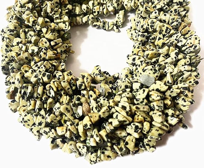 7-8mm Natural Dalmatian Jasper Gemstone Chips Beads Healing Crystals Waist Bracelets Necklace Kit Irregular Stone DIY Crafts Design Jewelry Making