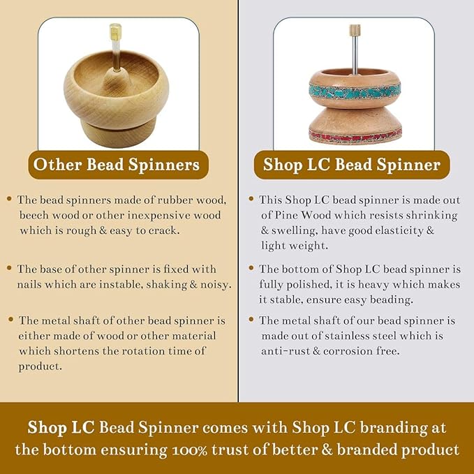 Shop LC Bead Spinner for Jewelry Making - Necklace Bracelet Maker with Big Eye Beading Needle and 3-Meter Wire - Clay Pinewood Wooden Gift for Women - Turquoise and Red