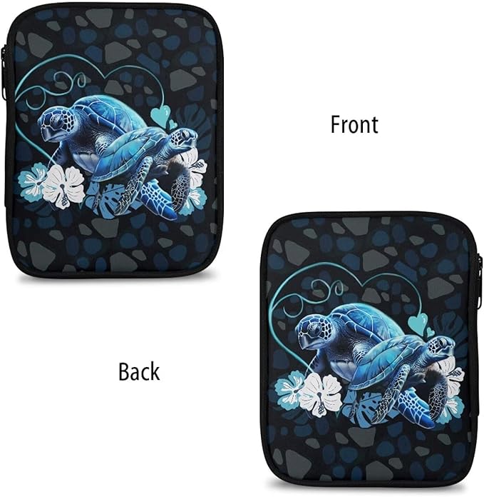 Hechitok Turtle Flower Crochet Hook Case, Zipper Storage Organizer Bag with Web Pockets for Crochet Needles/Knitting Accessories/Crochet Hook Kit Tools Easy to Hold