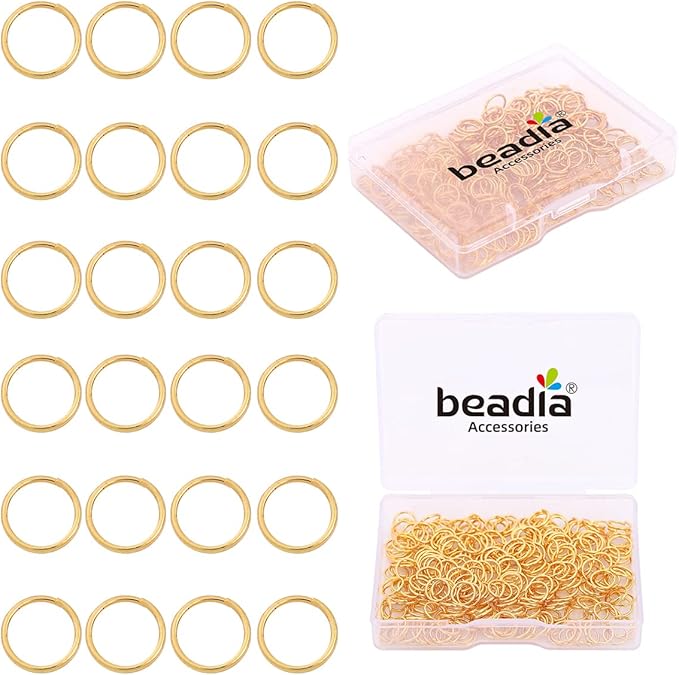 18K Gold Plated Jump Rings Non Tarnish 7mm 300pcs for Jewelry Making Findings