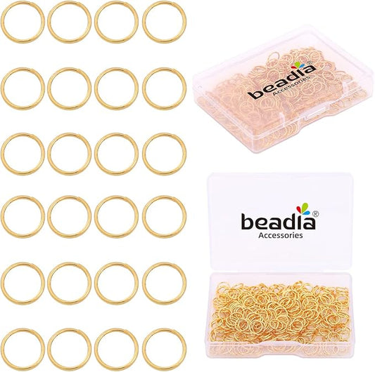 18K Gold Plated Jump Rings Non Tarnish 7mm 300pcs for Jewelry Making Findings