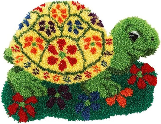 Latch Hook Kit for Adults Beginners Turtle DIY Rug Making Kits with Color Preprinted Canvas, Crafts Needlework Arts for Home Decoration Festival Gift 20X15inch