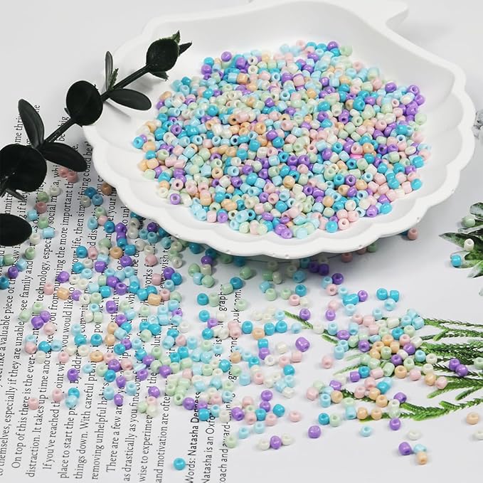 Bulk 3mm Blue Purple Seed Beads for Jewelry Making 110 Grams About 3500pcs,6/0 Glass Craft for Making Earrings, Bracelets, Pendants, Waist Jewelry, DIY Handmade Seed Beads（Blue & Purple Mix）