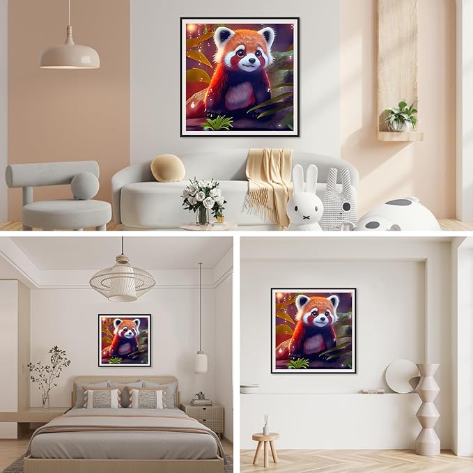 SENQAO Red Panda Diamond Art Diamond Art Kits,5D Diamond Art Kits for Adults,DIY Diamond Art Kits Diamond Art,Round Full Drill Diamonds Diamond Dots Crafts for Home Decor 12x12in
