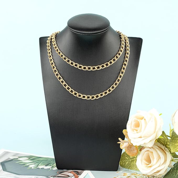 YOUBEIYEE 33 Feet Gold Plated Chain for Jewelry Making Aluminum Embossed Cable Necklace Chain for Women Jewelry Making Supplies