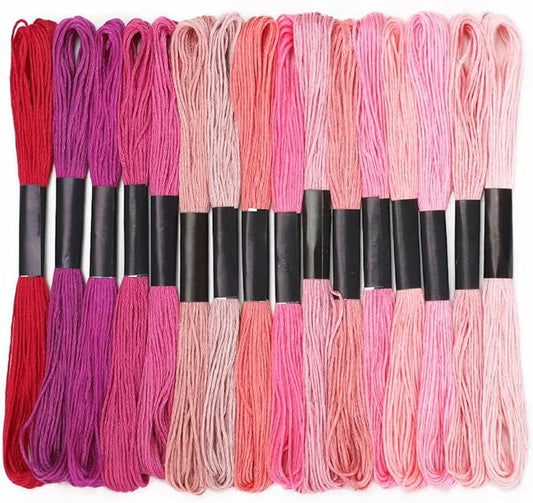Embroidery Floss 16 Skeins 8.7 Yard Pink Friendship Bracelet String Cross Stitch Threads for Jewelry Making Bracelet Stitching Thread Floss Bracelets Making Yarn
