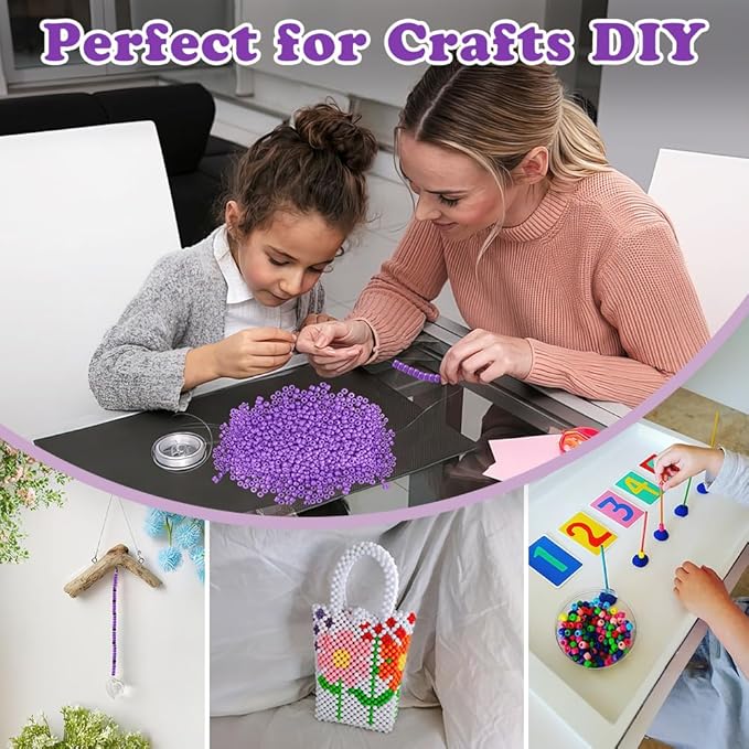 QPIXVB Pony Beads, 1100pcs, Plastic, Small, Barrel Shaped, Purple, for Jewelry Making, Hair Braids, Crafts