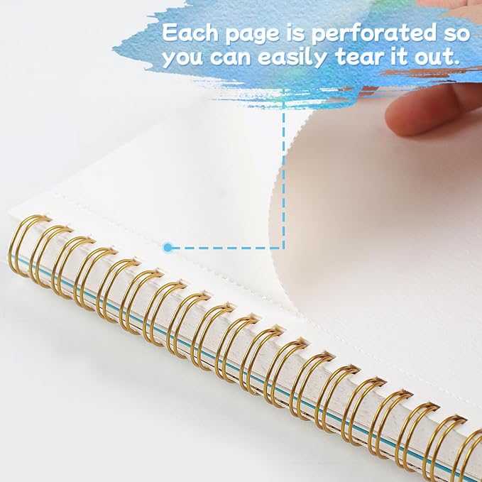 Phinus 30 Sheets Watercolor Sketchbook 5.5 x 8.5 Inch, Watercolor Paper Cold Press (140lb/300gsm), Spiral Bound Water Color Pad for Adults Kids, Mixed Media, Markers and Art Journaling