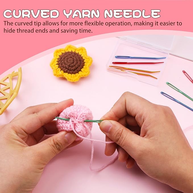UOOU Yarn Needle, Tapestry Darning Needle for Yarn, Yarn Needles Large Eye with Storage Box for Knitting, Crocheting (Random Color)