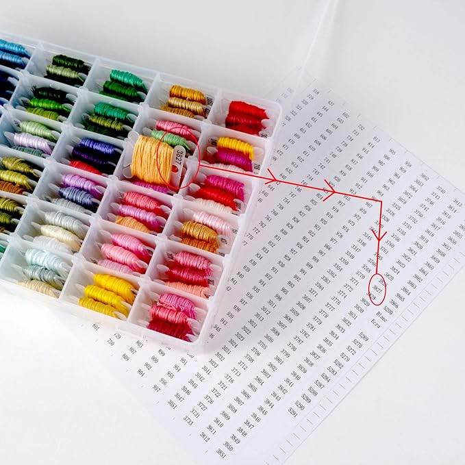 120 Pieces Plastic Floss Bobbins with 36 Grids Embroidery Floss Cross Stitch Organizer Box, White