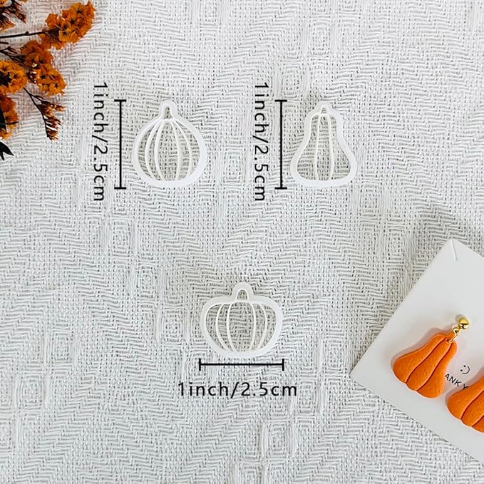 Xaekicr 3Pcs Halloween Pumpkin Polymer Clay Cutters Set – Fall Theme Clay Cutters for Earrings Making – Pumpkin Clay Tools for Polymer Clay Molds