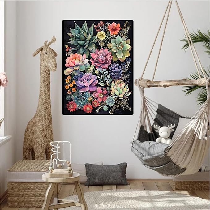 ijbnhd Succulent Diamond Art Kits for Adults Plants Diamond Painting Kits for Adults Full Drill Round Gem Art Painting for Crafts Home Wall Decor Gift 12x16inch