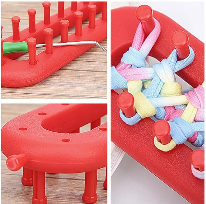 CGECGE 1Set 26cm Red Rectangular Knitting Loom Kit with Hooks - Children's Scarf Weaving Machine for Knitting Enthusiasts, Yarn Craft Supplies (Safe ABS Material, Multi-Purpose Yarn Craft)