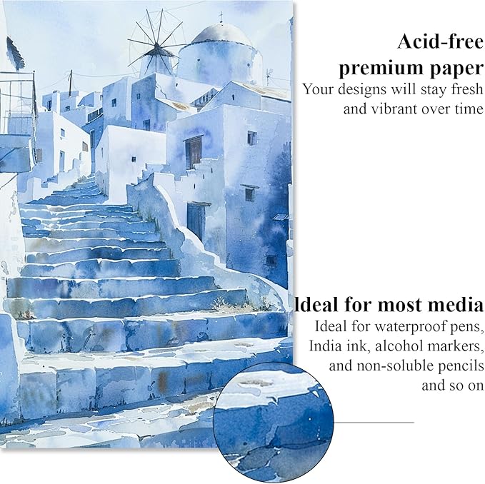 Ogfu Water Color Paper Pad 9 x 12, Cold-Pressed Watercolor Paper 300gsm/140lb Watercolor Pad for Painting for Beginners, Artists, Adults and Students, Watercolor Supplies for Adults, White.