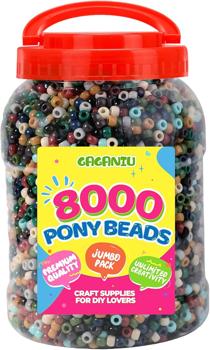 8000 pcs pony beads for bracelet multi-colored making beads bulk for hair braiding diy crafts kandi jewelry key chains and ornaments decorations,10 assorted colors,boxed (earth tone, 6 * 9)