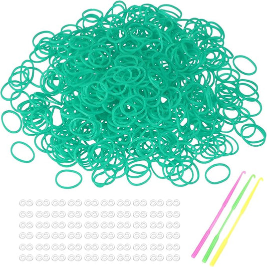 MECCANIXITY 1800 Pcs Loom Rubber Bands Kit with 75 Pcs S-Clips 3-Hooks Rubber Bands Refill Bracelet Making Kits for Weaving DIY Handcrafts Gift, Light Green