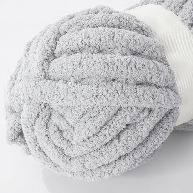 BALAPET 8 Pack Chunky Chenille Yarn for Crocheting & Knitting, 27yds 8 oz Each Skein Soft Fluffy Kitting Yarn Set, Thick Velvet Plush Yarn for Handcrafts Weaving Making Blankets, Smoky Gray