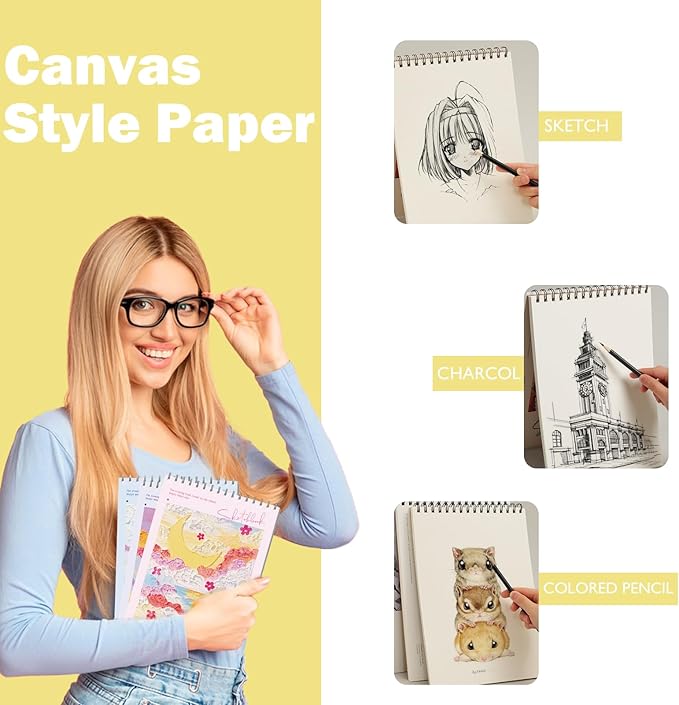 Coloring Books for Painting - Sketch Book Spiral Bound, 45 Sheets (90 Pages) 68lb/100gsm - Cute Sketch Pad 8 x 11, Ideal for Artists, Adults & Beginners (Purple)