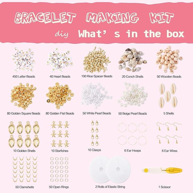 ADIIL 7200 Pcs Clay Beads Friendship Bracelet Making Kit, 24 Colors 6mm Polymer Heishi Beads, Pastel