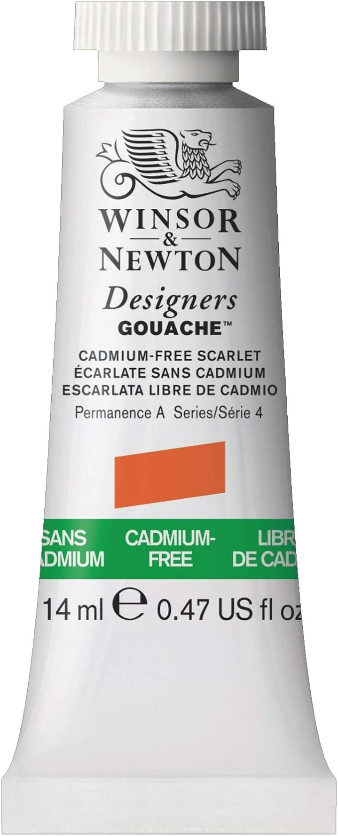 Winsor & Newton Designer's Gouache, 14 ml (0.47oz) tube, Cadmium-Free Scarlet