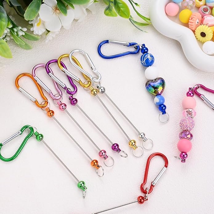 PIPITREE 22 PCS Beadable Keychains Bars Bulk 11 Colors DIY Beaded Keychain Making Kit for Women & Men