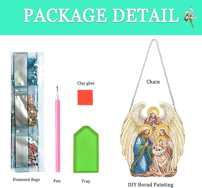Auremi Angel Diamond Art Hanging Kit for Adult, Special Shaped Rhinestone, DIY Acrylic 5D Christmas Diamond Painting Window Pendants Signs, Home Garden Wall Hanging Ornament