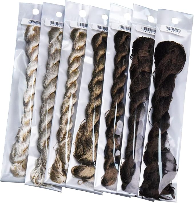Natural 100% Silk Thread, Handmade Embroidery Thread Silk Floss 7 Colors 110m Each (57)