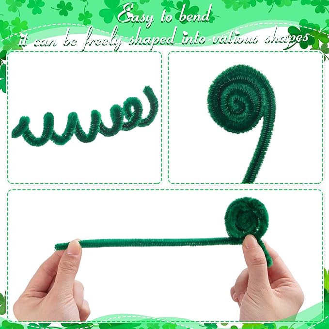 Peryiter 371 Pipe Cleaners Flowers Set, Mixed Colors Chenille Stems Bulk with Floral Wires, Gardening Tape, Stamen for DIY Flower Making Kit, Gift Idea for Mother's Day(Green)