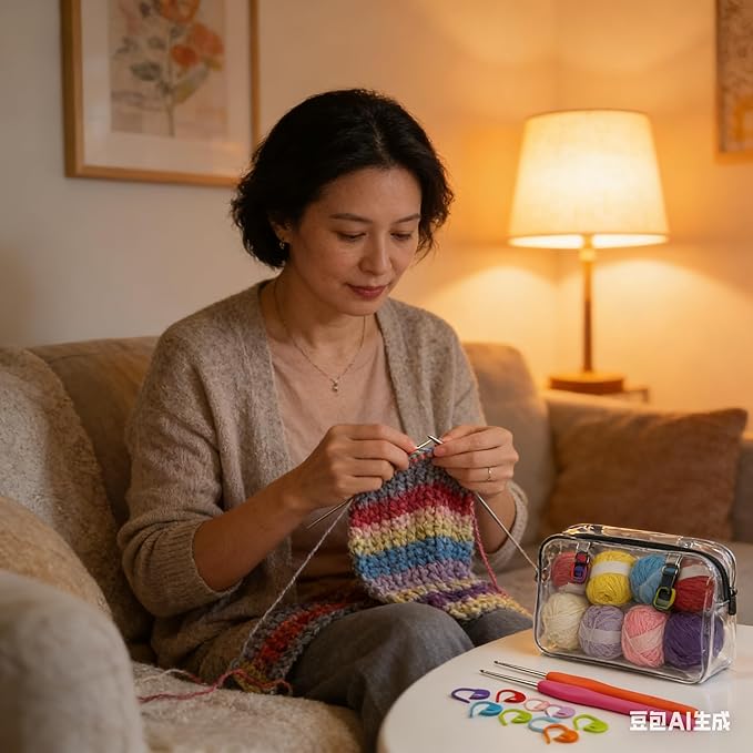 24-Piece Crochet Starter kit – Includes 12-Color Yarn Bundle, 2 Crochet Hooks, 9 Stitch Markers, and a Storage Bag; Complete Knitting Set Suitable for DIY Crafts and Scarf Making