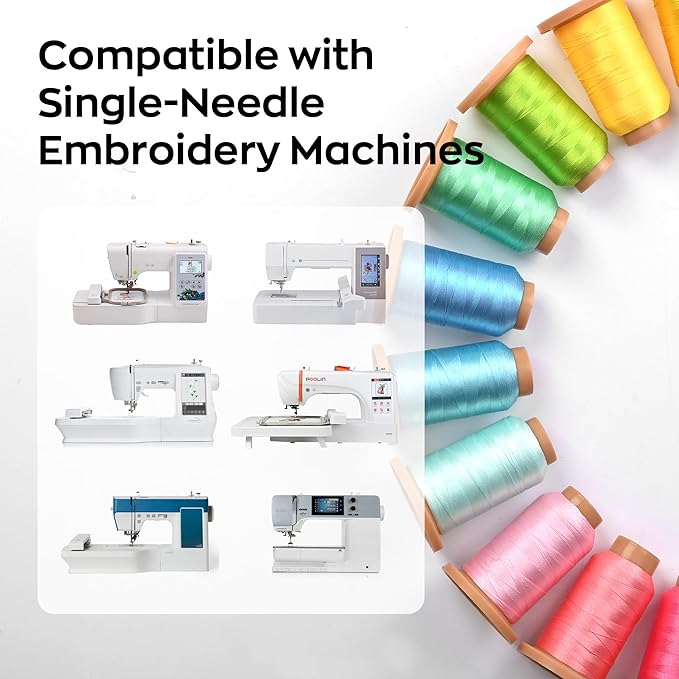 Poolin Embroidery Machine Thread Richword Selected 800M 60 Colors 40WT(108D/2) Polyester Embroidery Thread Set for Embroidery & Sewing Machines – Suitable for Studio and Bulk Projects